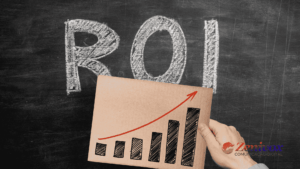 Imagem de um gráfico de barras crescente com ROI escrito no fundo