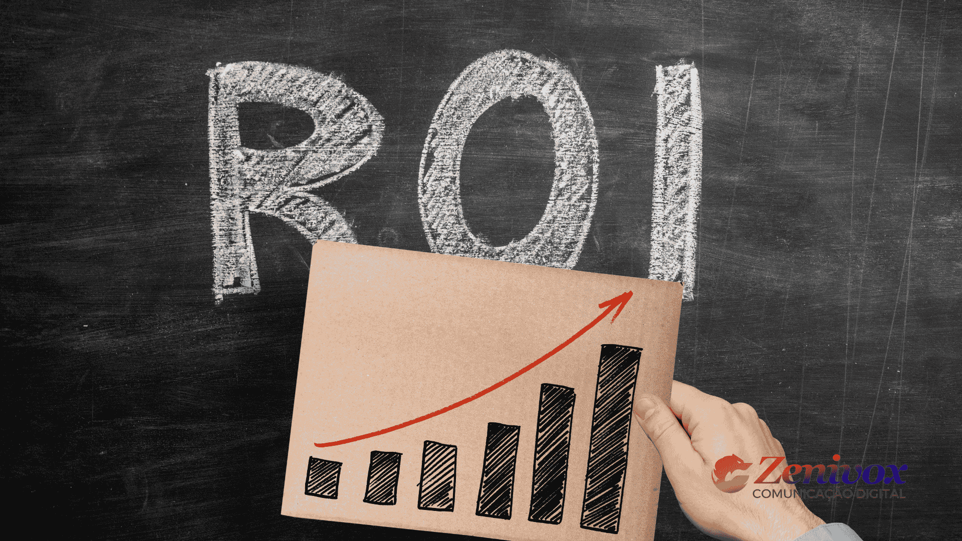 Imagem de um gráfico de barras crescente com ROI escrito no fundo