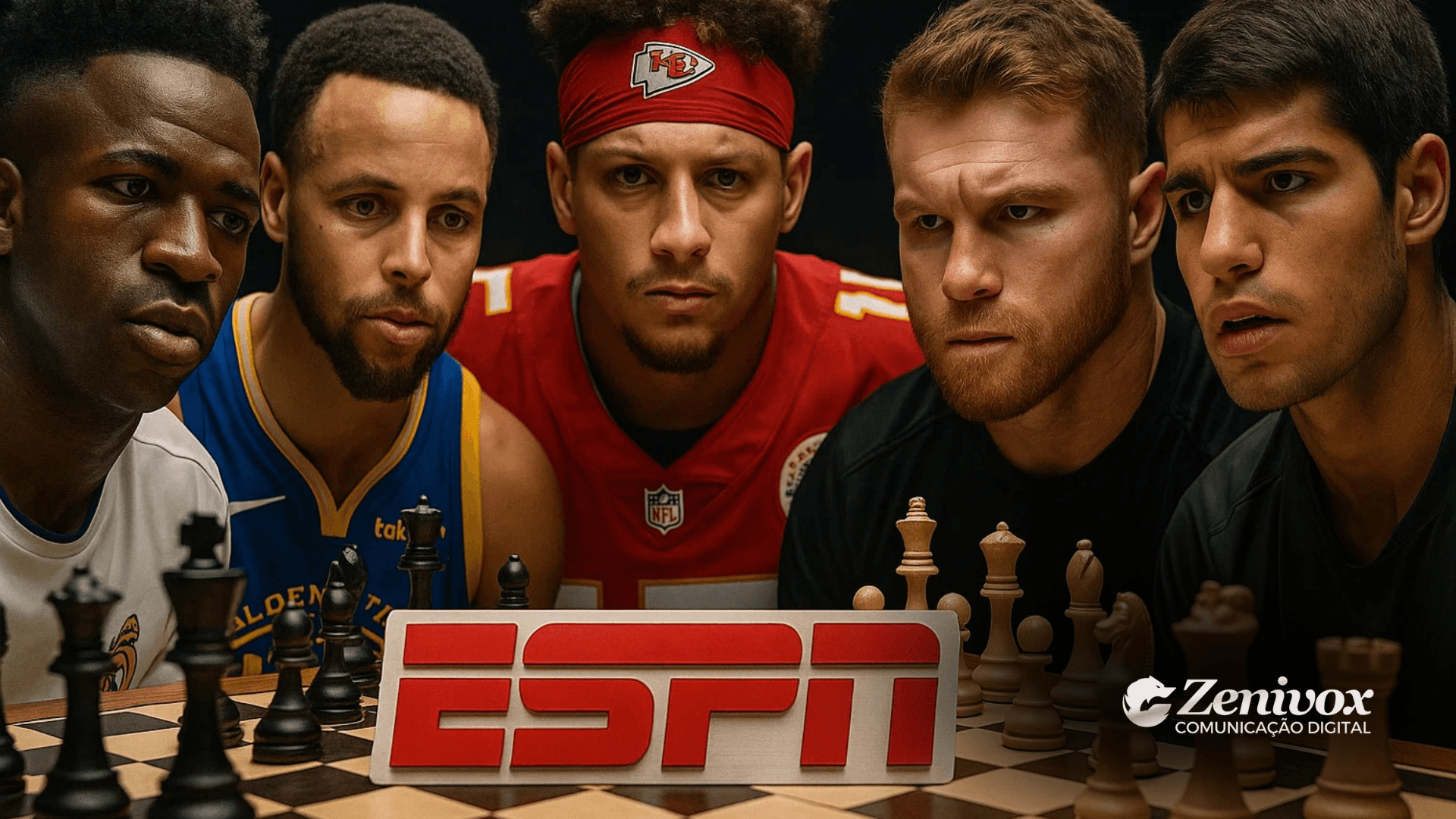 Gestão Estratégica: Inspire-se no Novo Streaming da ESPN - A imagem apresenta ícones do esporte em um cenário de concentração e estratégia, simbolizando o posicionamento estratégico da ESPN ao lançar seu novo serviço de streaming.