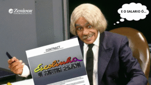 Tipos de Clientes: versão Escolinha do Professor Raimundo em tom cômico, retratando perfis de consumo de forma caricata e irreverente.