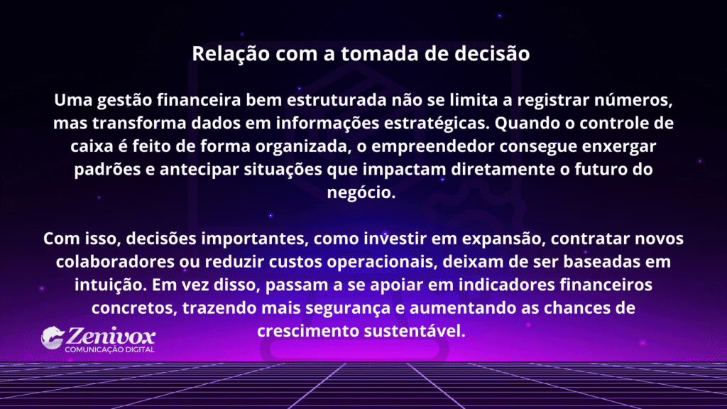 Relação da gestão financeira com a tomada de decisão: como transformar dados em informações estratégicas para reduzir riscos e aumentar o crescimento.