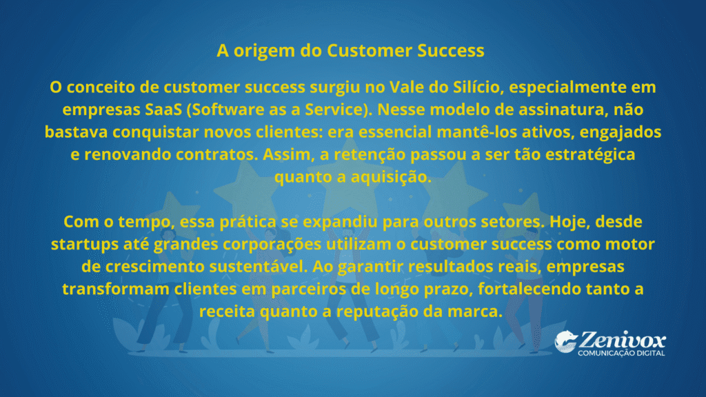 A origem do Customer Success: como nasceu no Vale do Silício em empresas SaaS e evoluiu para estratégia essencial de retenção e crescimento.