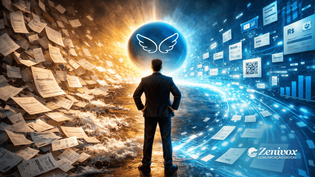 Empreendedor analisando a emissão de boletos com o Asaas em um ambiente digital automatizado