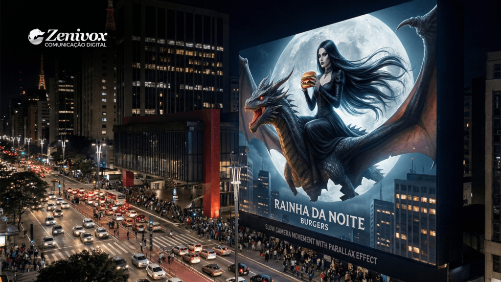 Exemplo de outdoors criativos em grande escala, mostrando uma campanha visual impactante que transforma a paisagem urbana em experiência de marca memorável.