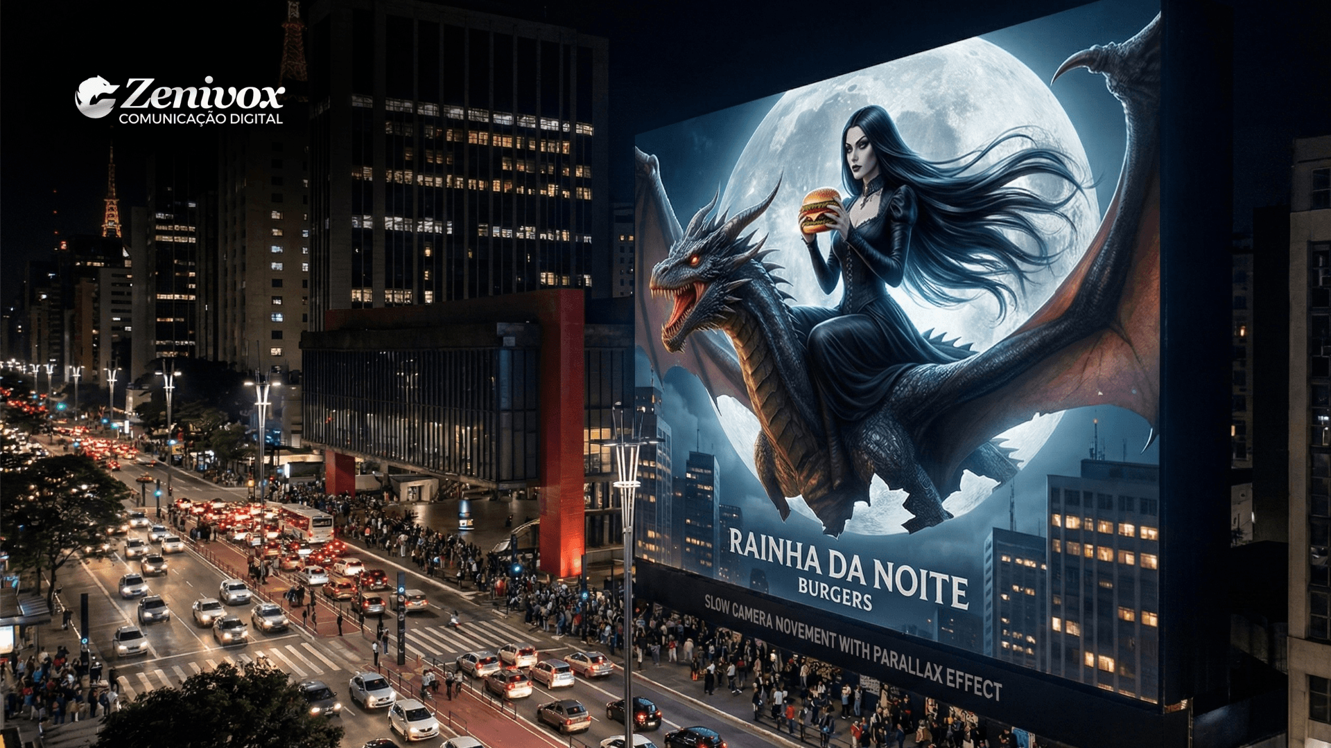 Exemplo de outdoors criativos em grande escala, mostrando uma campanha visual impactante que transforma a paisagem urbana em experiência de marca memorável.