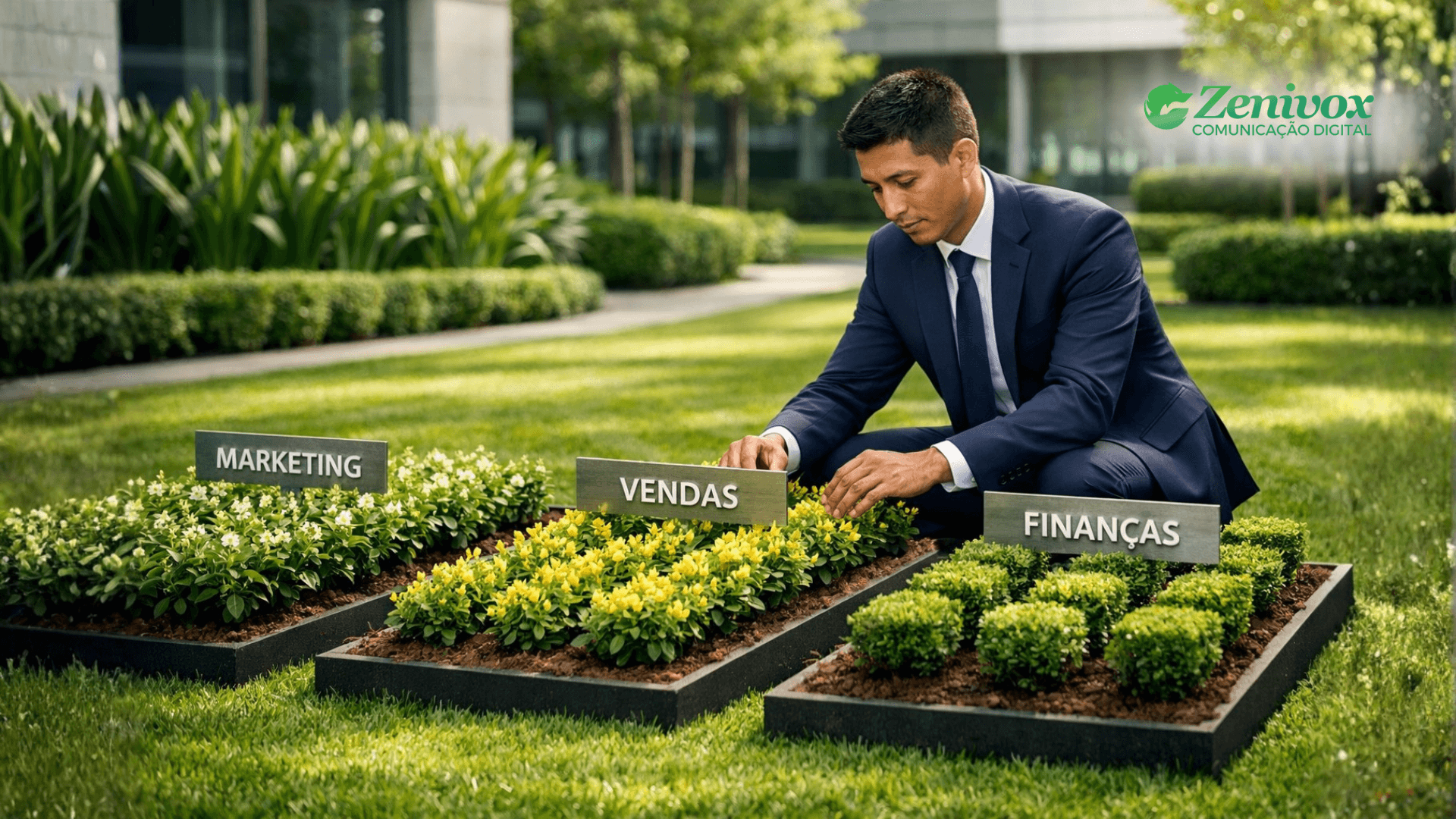 Gestor administrativo organizando a rotina administrativa da empresa ao alinhar áreas de marketing, vendas e finanças para melhorar processos e eficiência operacional.