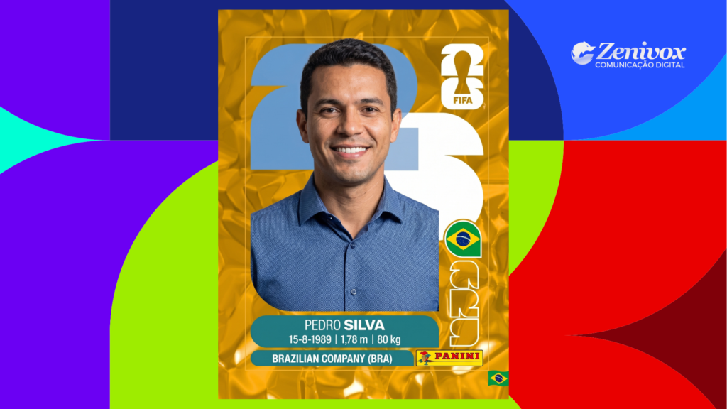 Capa de artigo sobre figurinhas da copa, com empreendedor brasileiro em card colecionável dourado, representando recorrência, comunidade e estratégia de relacionamento nos negócios.